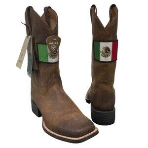 ARIAT Round Up Orgullo Mexicano Performance Western Distressed Square Boots 8.5